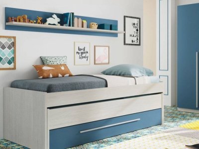 Cama doble compacta con estante juvenil Goa