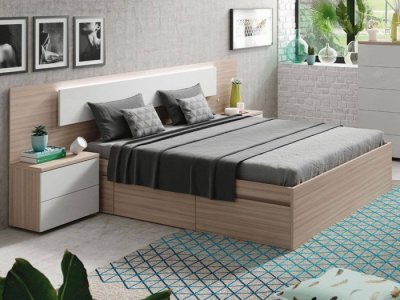 Dormitorio Nieve en tonos roble