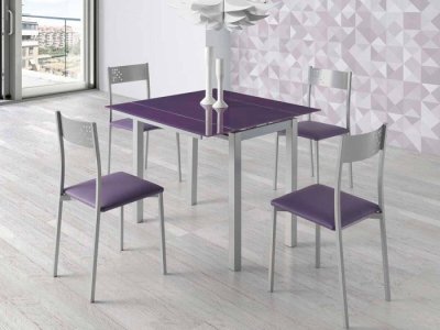 Mesa extensible Venecia de cristal morado