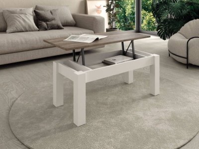 Mesa centro elevable Velcro blanco-iron