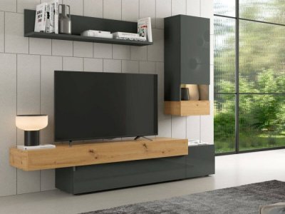 Apilable Tv Baltic Small en grafito-roble veta