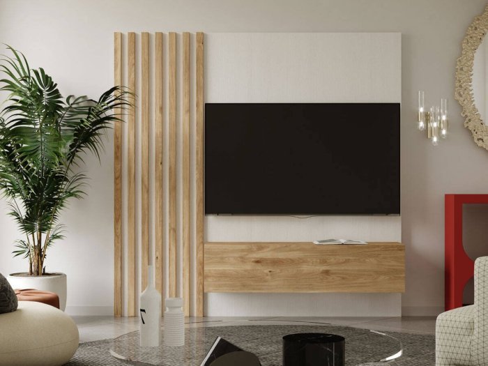 Mueble De Salón Modular Compuesto Por Un Módulo De Mueble Tv Bajo De Una  Puerta, Dos