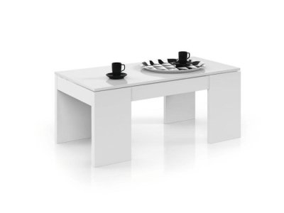 Mesa centro elevable Aba en blanco
