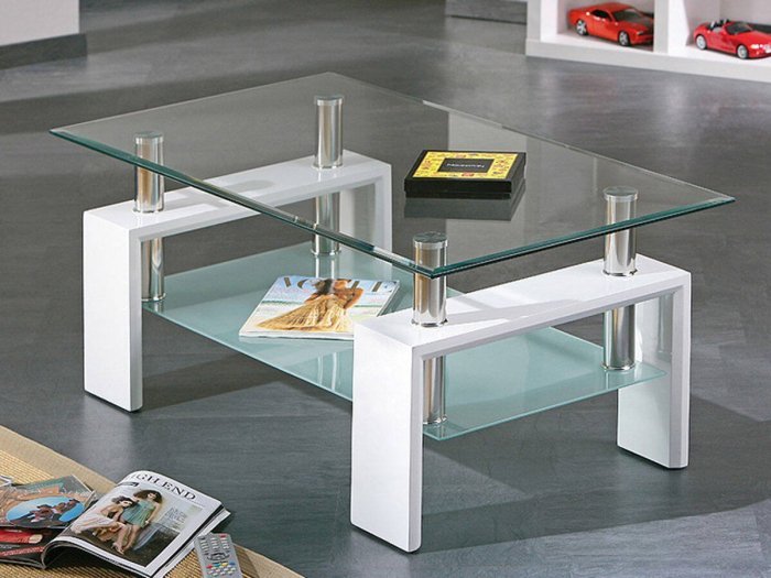 Mesa de centro con cristal...