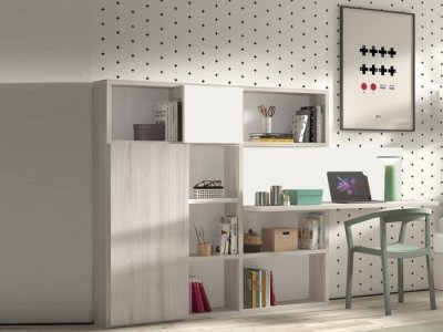 Escritorio juvenil con librería modelo VENECIA derecha