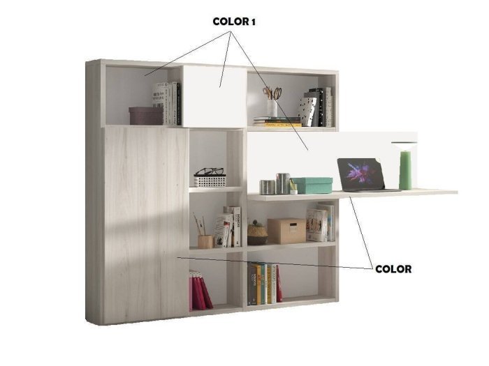 Escritorio juvenil con librería...