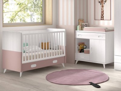 Cuna fija con patas y contenedor modelo WALL