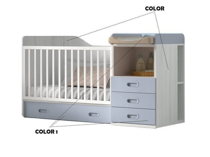 Cuna convertible con contenedor...