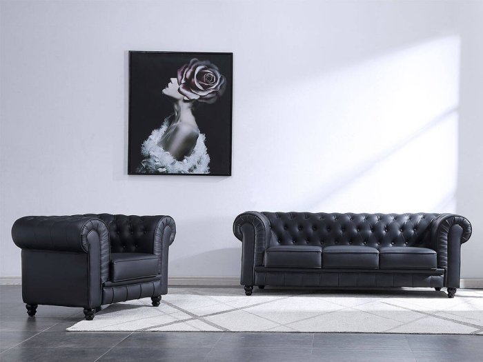 Sofá Chester 3 plazas negro