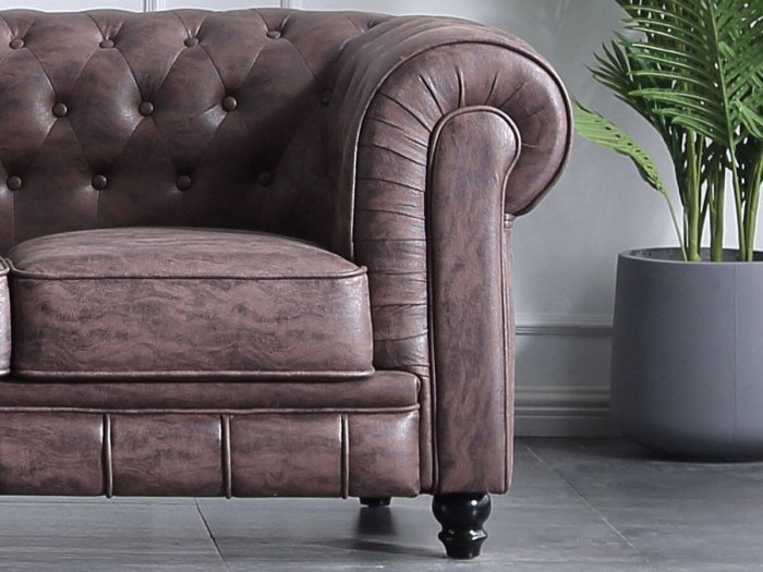 Sofá Chester 3 plazas chocolate vintage