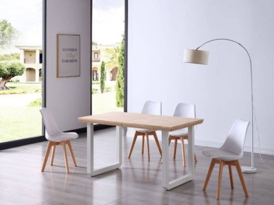 Mesa comedor extensible Miranda roble-blanco