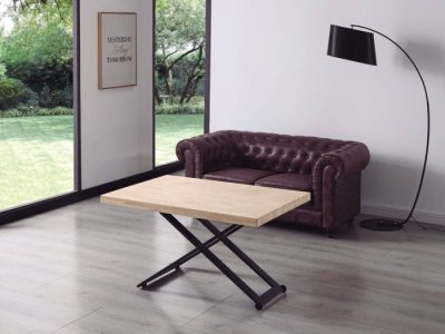 Mesa centro elevable comedor Freya roble-negro