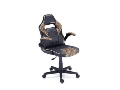 Sillon giratorio Gamer modelo ASTRID tapizada negro-leopard
