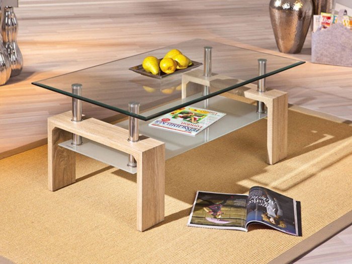 Mesa de centro con cristal...