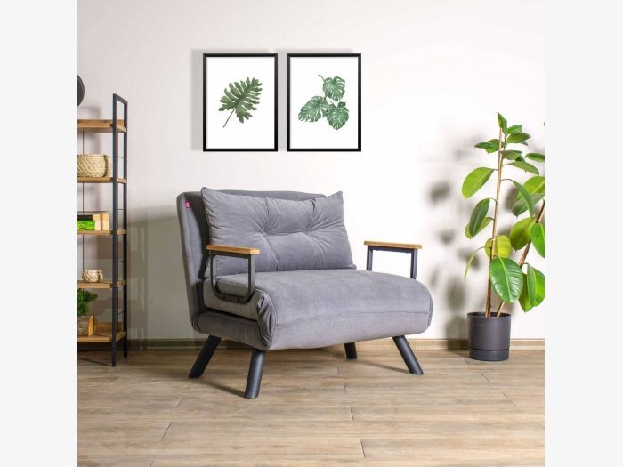 Sillon convertible en gris...