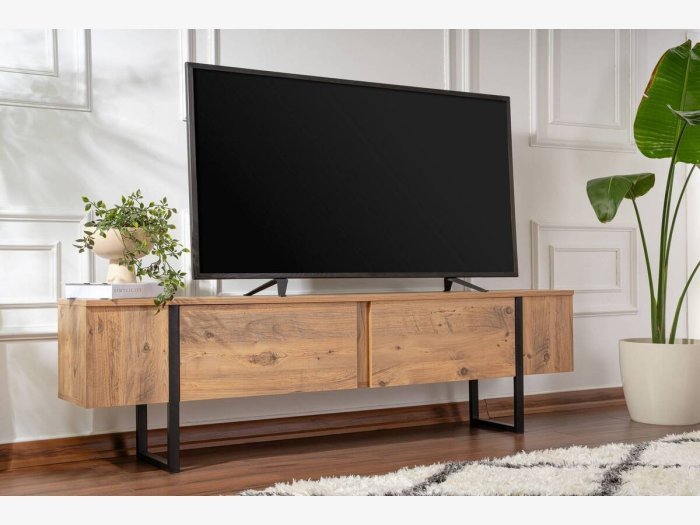 Mueble TV en pino barnizado...