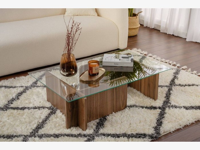 Mesa de centro en cristal...