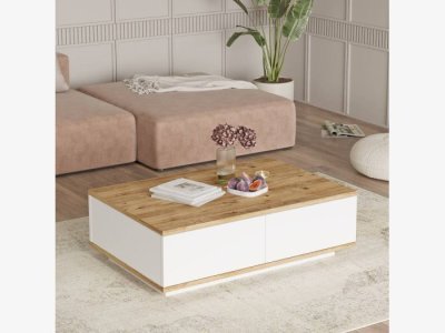 Mesa de centro en blanco y pino modelo HUELVA