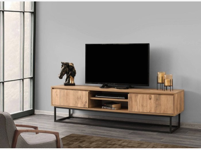 Mueble TV en pino y negro...