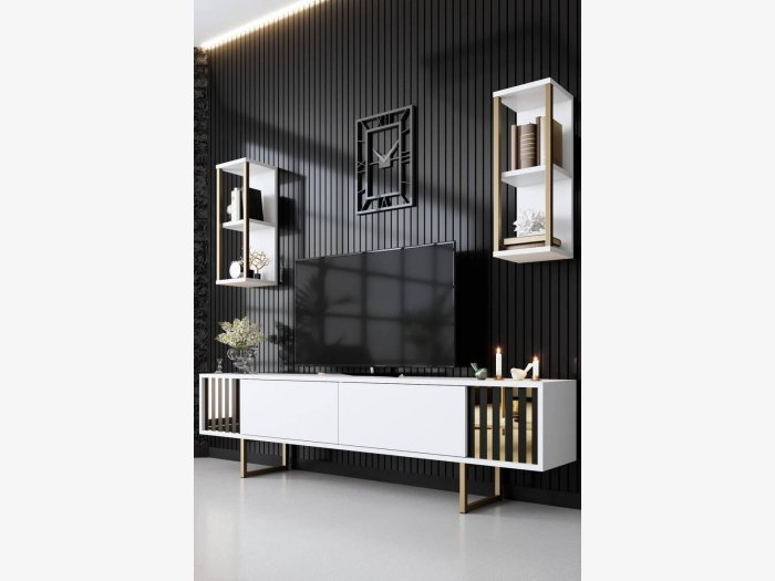 Mueble TV en acabado blanco...
