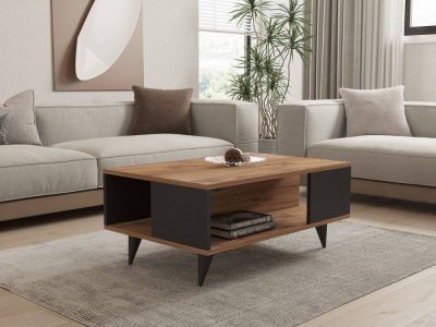 Mesa de centro en nogal y negro modelo POLONIA