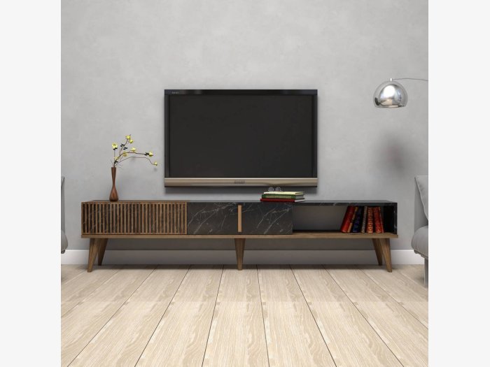 Mueble TV en nogal y negro...