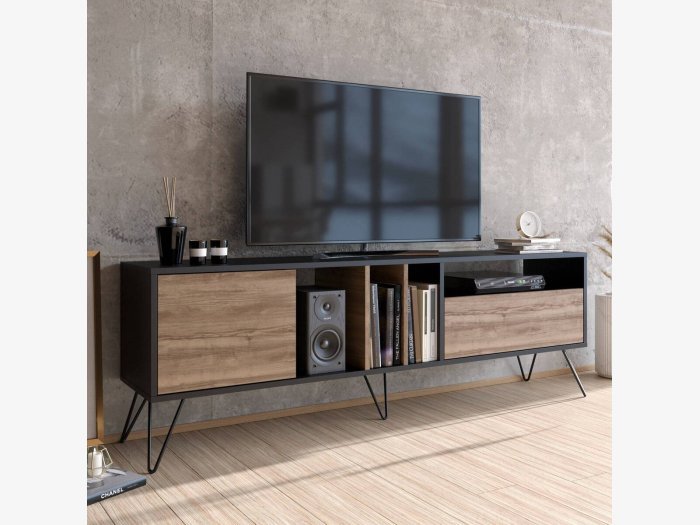 Mueble TV en nogal y negro...