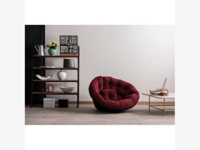 Asiento pouff tapizado en color granate modelo JULIE