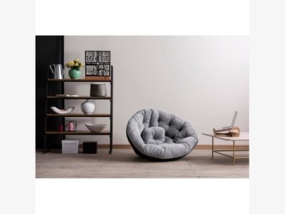 Asiento tipo pouff tapizado en Soho gris modelo JULIE