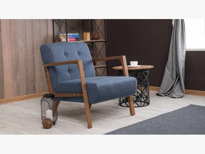 Sillón con brazos en azul...