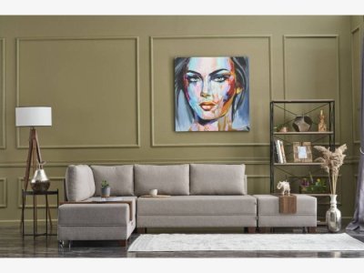 Sofá cama rinconero izquierda en taupe modelo LIAM