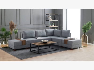 Sofá cama rinconero a derecha en gris modelo LIAM