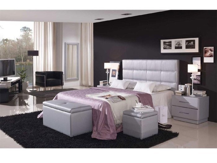 Mesita de noche tapizada París con 2...