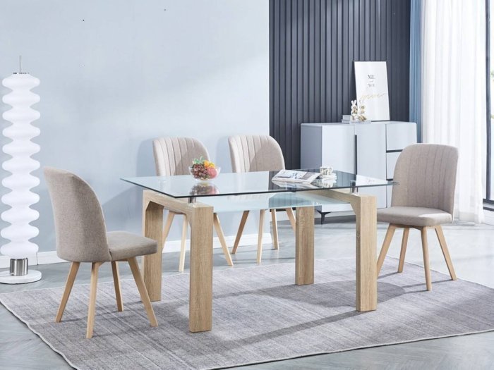 Silla de comedor con patas madera... Silla de comedor con patas madera...