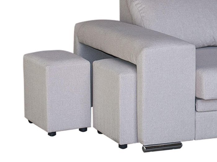 Sofá 4 plazas Fora con pouffs laterales