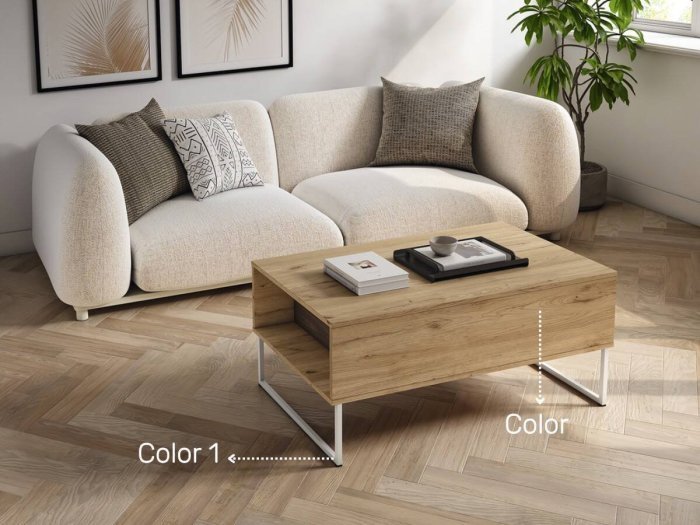 Mesa de centro elevable con cajón...