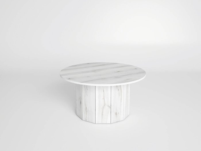 Mesa de centro redonda con pie...