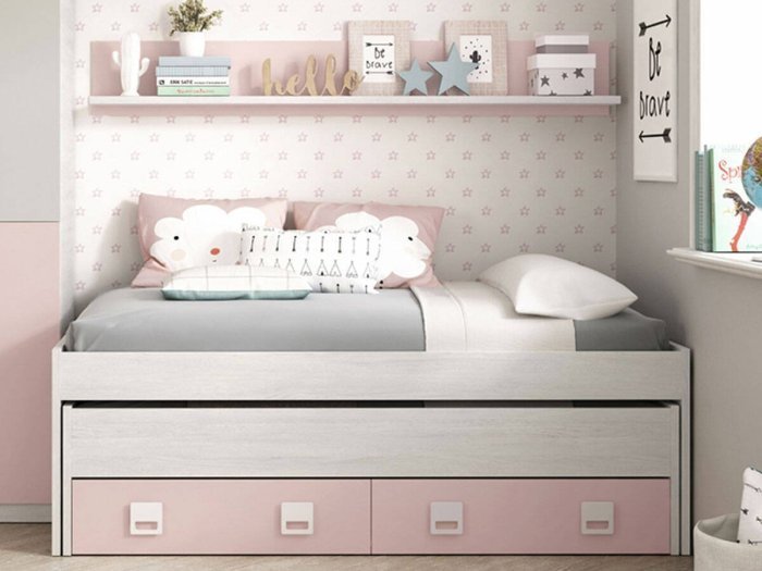 Cama doble juvenil con cajones y... Cama doble juvenil con cajones y...