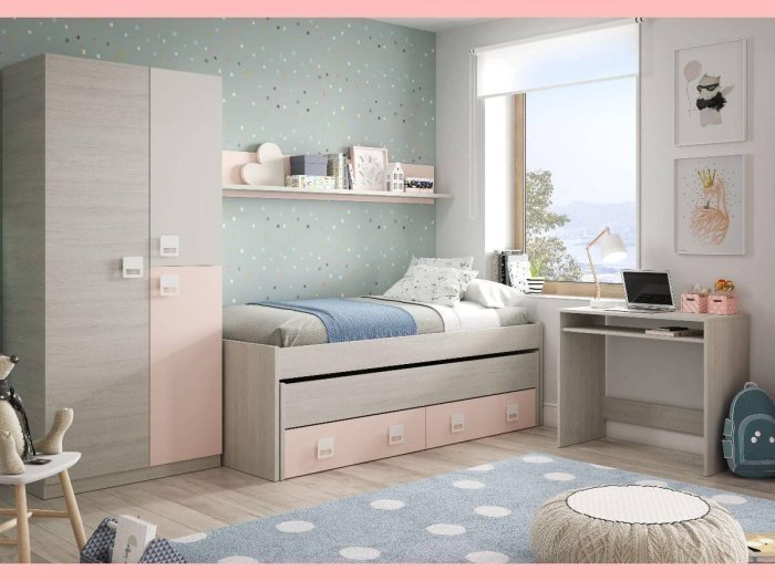 Cama doble juvenil con cajones y... Cama doble juvenil con cajones y...