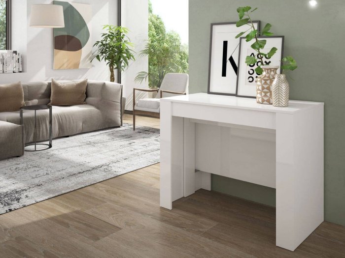 Mesa tipo consola blanca convertible...