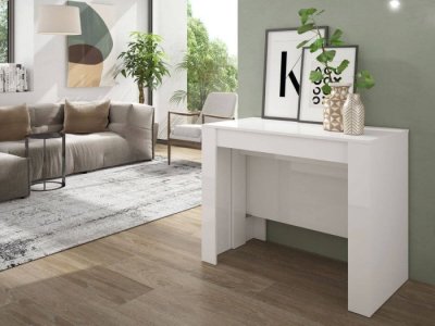 Mesa tipo consola blanca convertible Dina