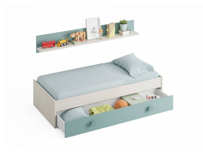 Cama nido con estantería superior Splash