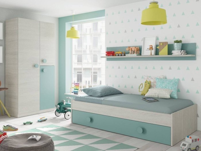 Cama nido con estantería superior Splash