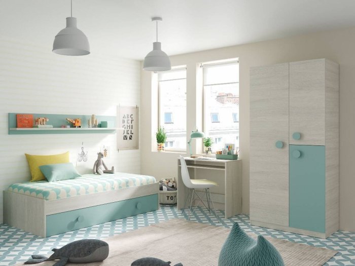 Cama nido con estantería superior Splash