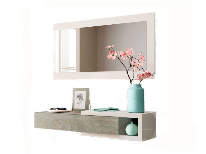 Recibidor roble y blanco con espejo...