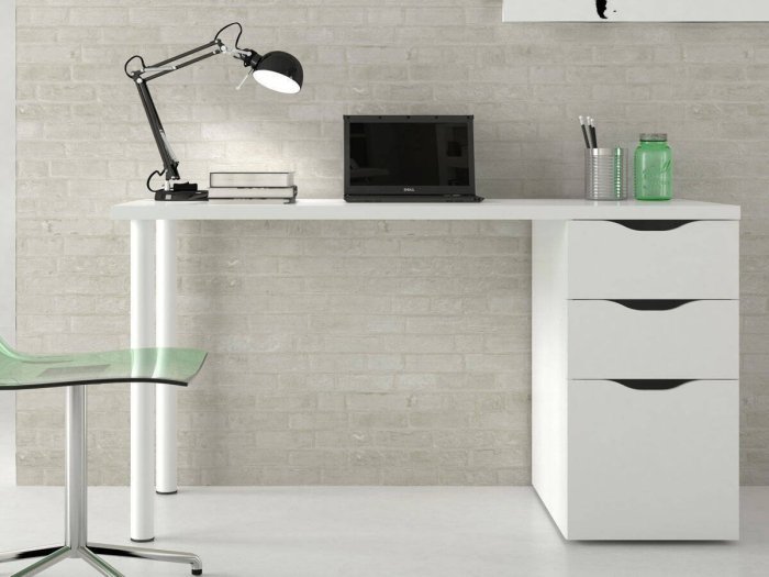 Mesa de estudio Ambar blanca con 3...