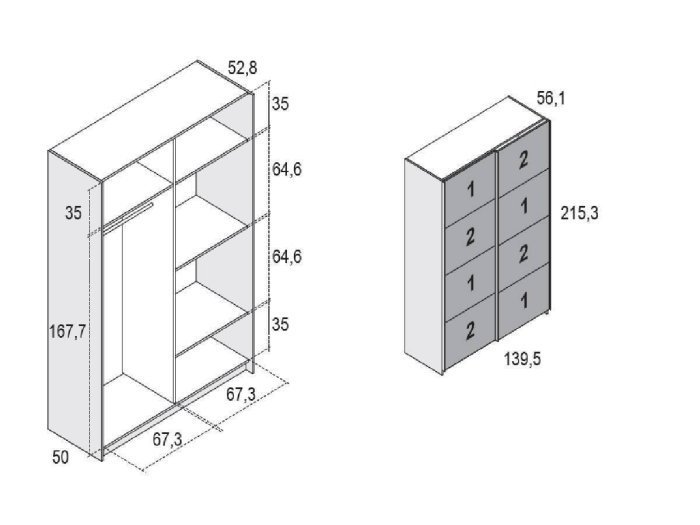 Armario 2 puertas correderas Tor Star