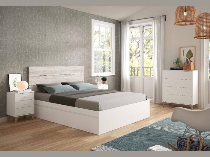 Cabecero alto y 2 mesitas...