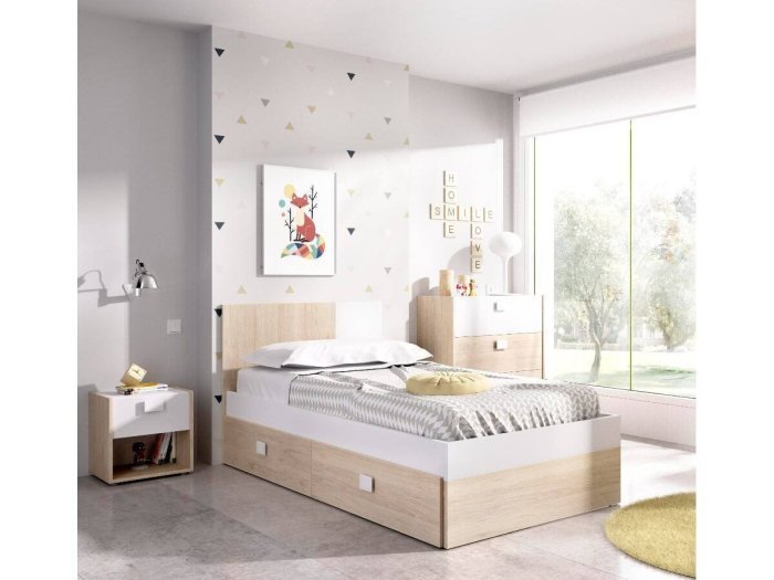 Cama individual con dos...