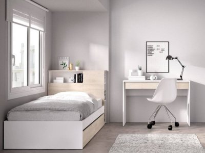 Cama con cabecero y dos cajones modelo MENTA